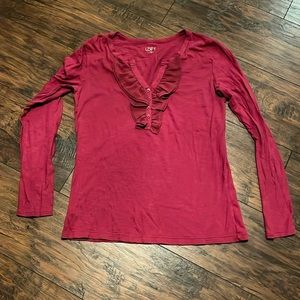 Ann Taylor Loft ladies size medium long sleeve ruffled shirt